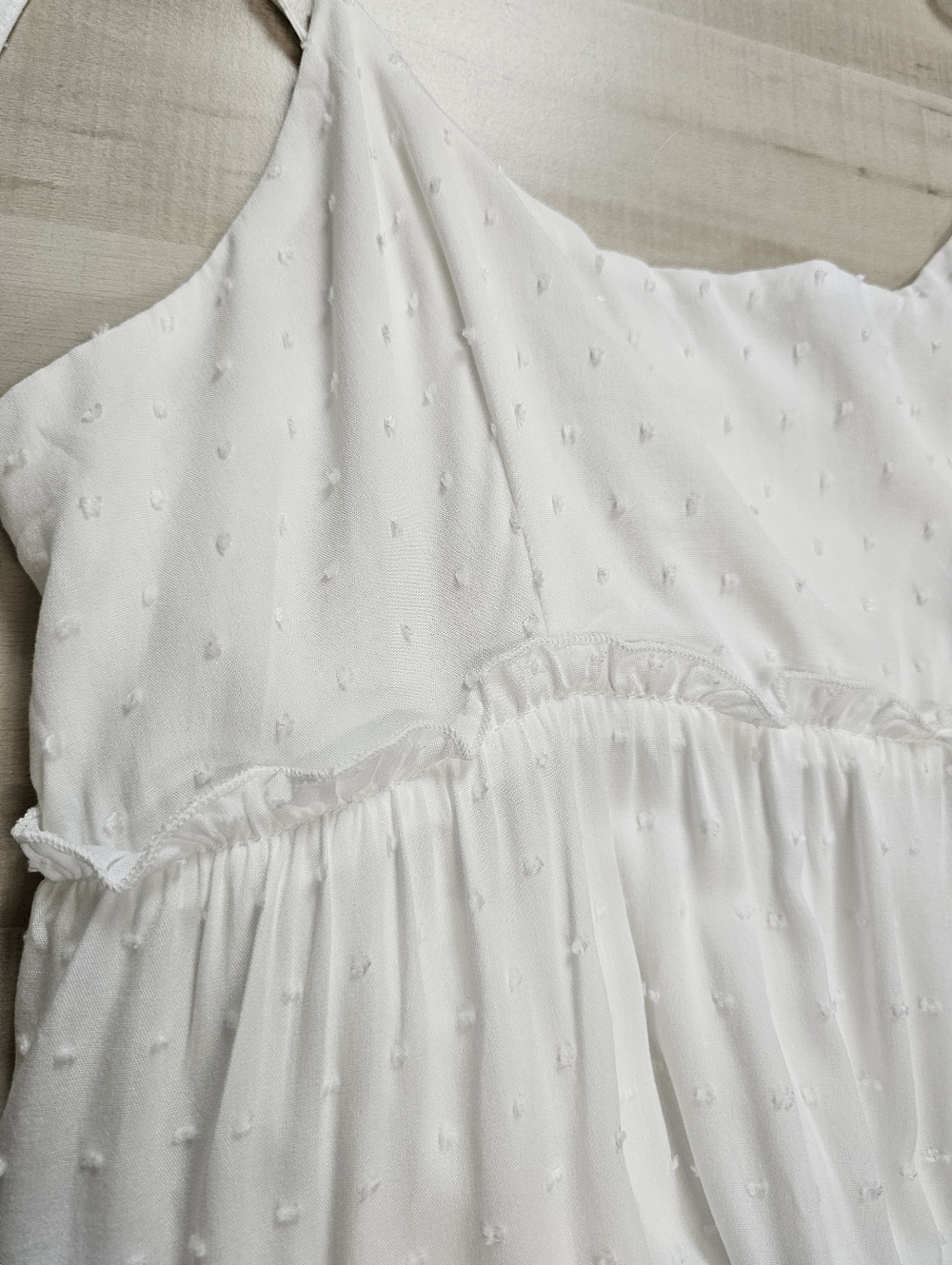 New Boho Swiss Polka Dot Babydoll Cami Mini Dress Sundress White - Picture 8 of 13